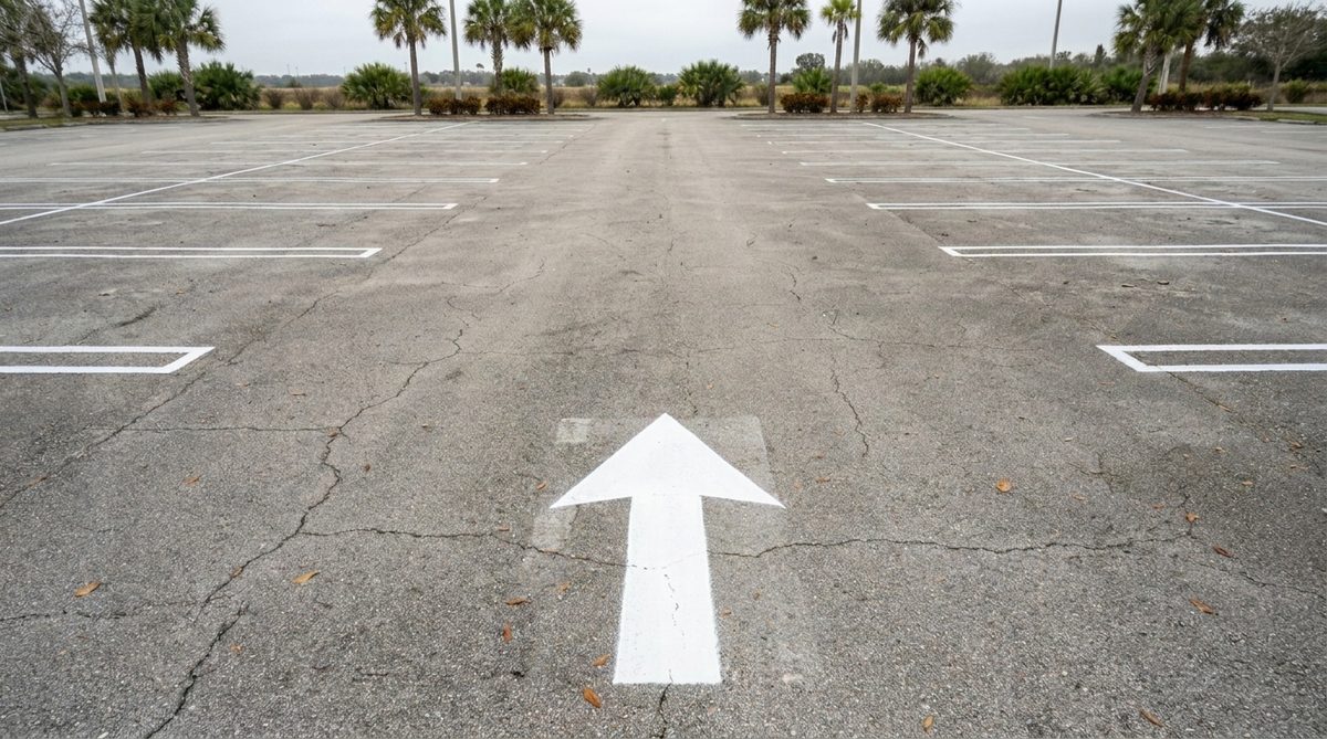 Freshly painted directional arrow